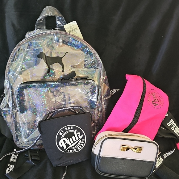 PINK Victoria's Secret Handbags - PINK Victoria's Secret Glittery  Backpack Set